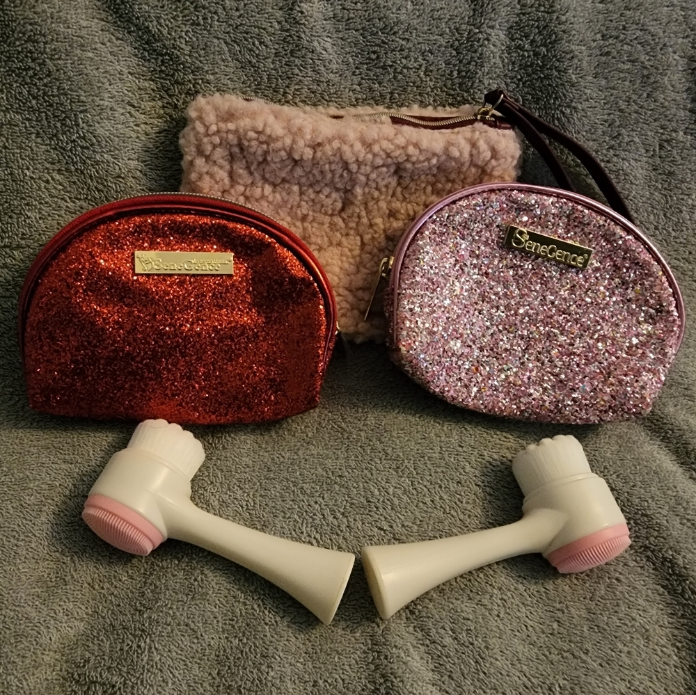 Makeup bags and NWOT facial scrub brushes